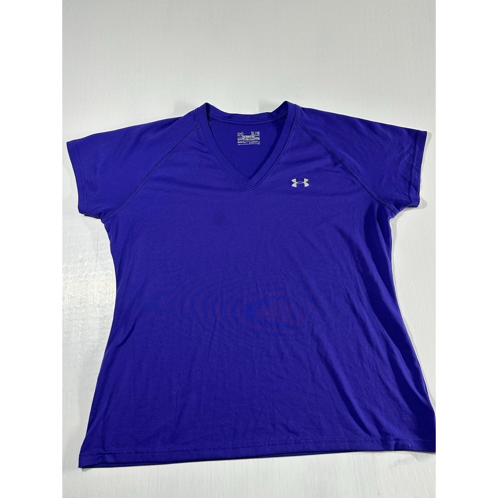 Womens Under Armour UA Tech T Shirt Athletic Sports Purple Sweatwickin XL